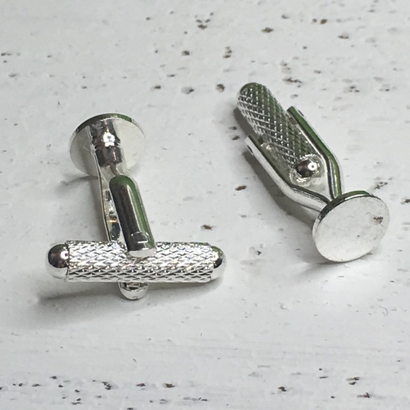 Silver Plated Round Copper Cufflinks 1 1/8” - Picture 5 of 7